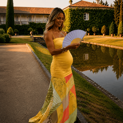 EVA GASA ESTAMPADA BORADADA LENTEJUELAS